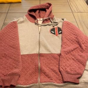 Dead pool logo gray zip hoodie XL